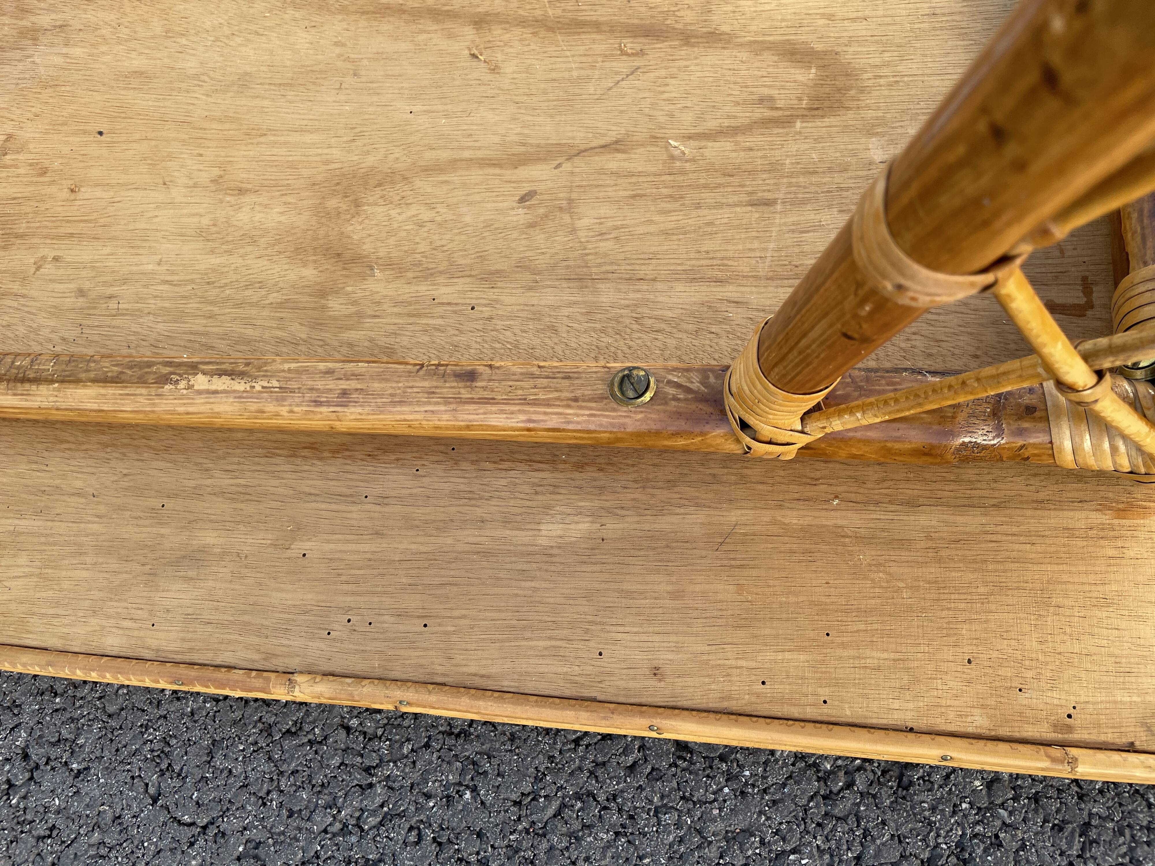 Rattan table vintage compass feet