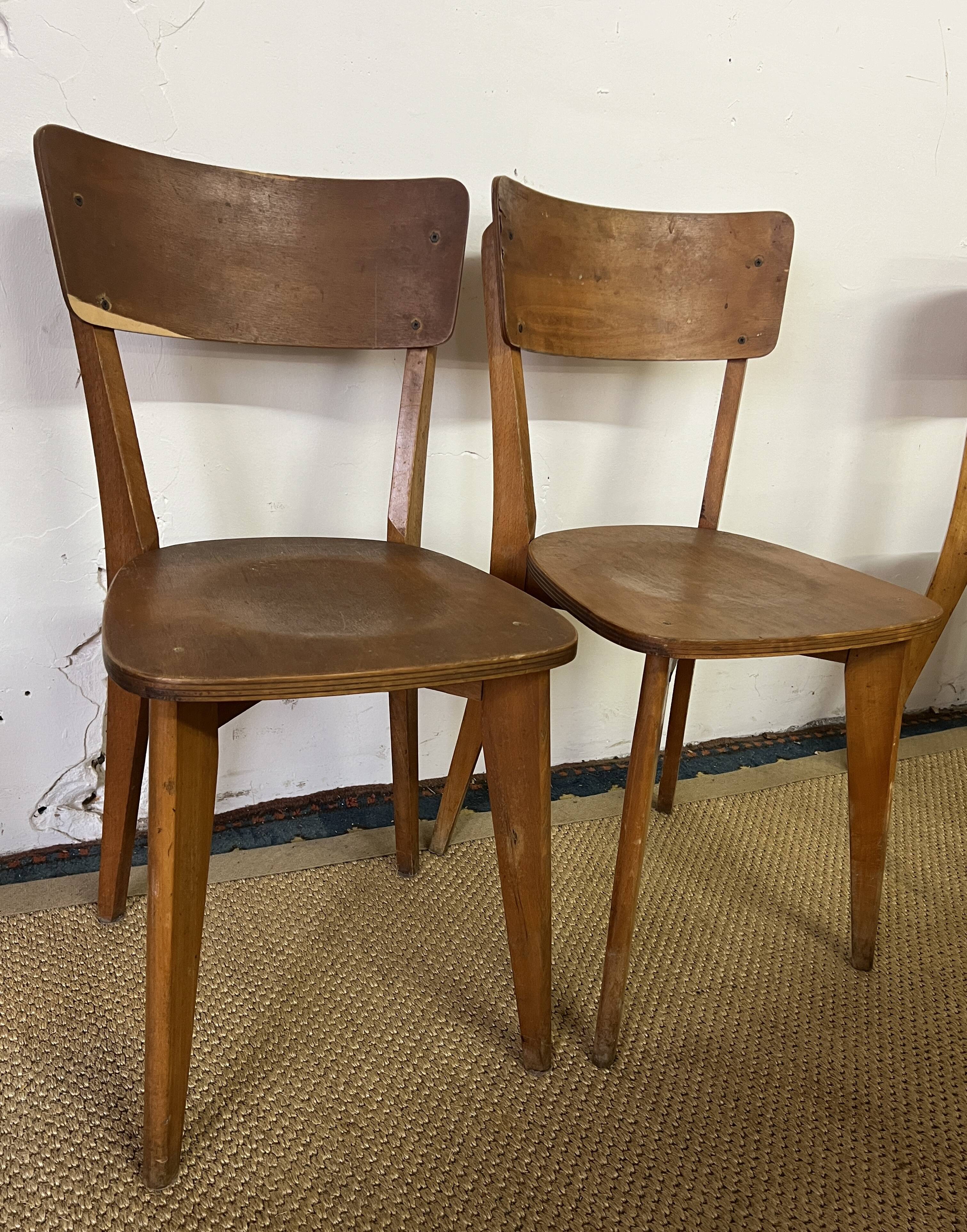Vintage wooden table and 4 chairs set