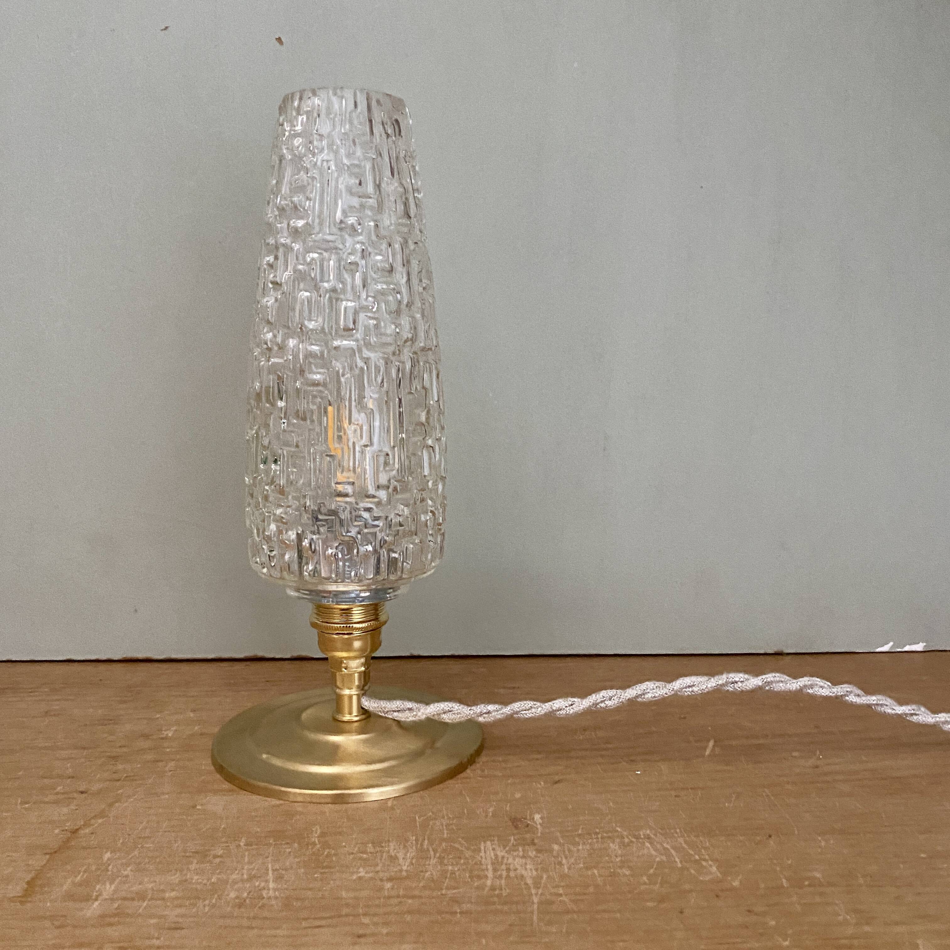 Vintage globe table lamp in molded glass