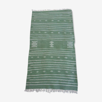 Kilim berbère vert en pure laine 110x63cm