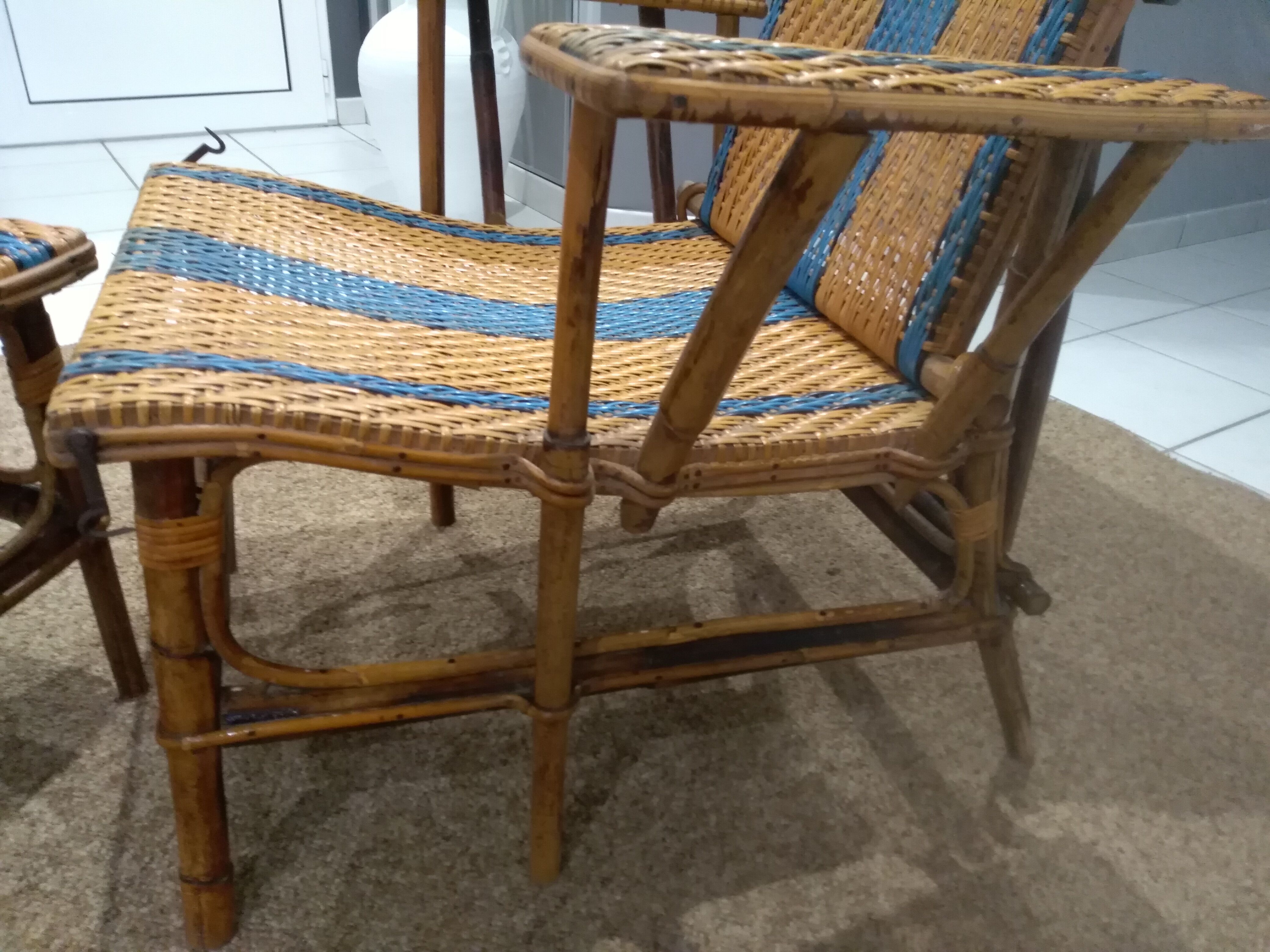 Old rattan and bamboo lounge chair in 1920