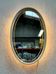 Miroir ovale vintage avec éclairage dans un cadre en bois, Hillebrand Allemagne années 1970