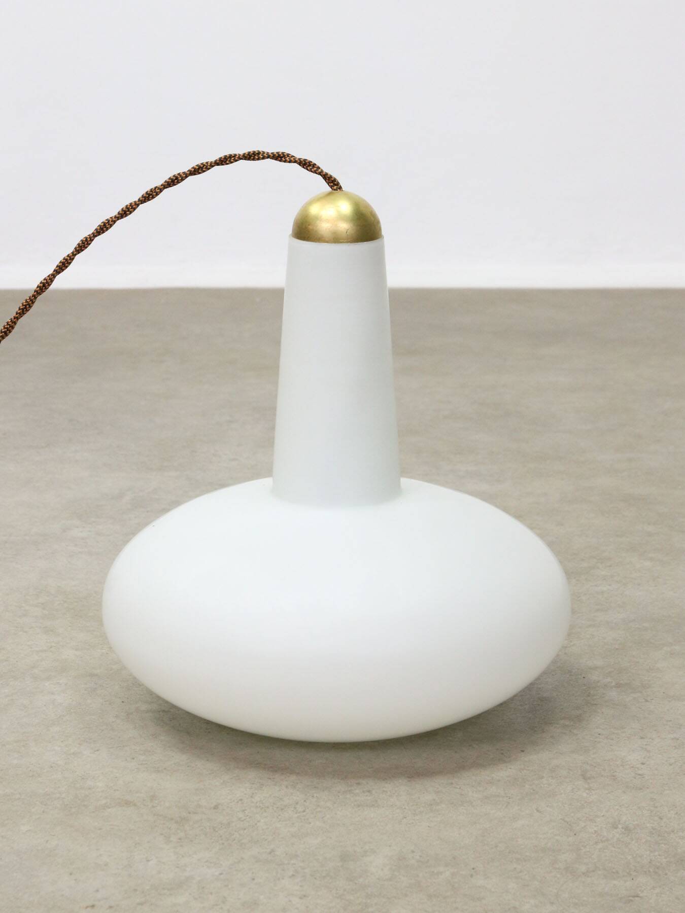 Mid-Century Italian Opaline and Brass Pendant Lamp
