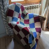 Hand knitted patchwork plaid
