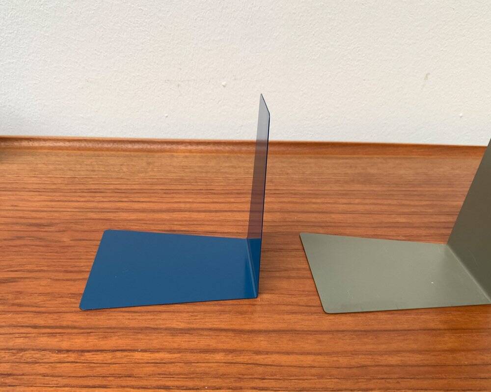 Mid-century German colourful minimalist metal bookends by Soennecken, 1960s, set of 16.