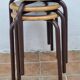 3 vintage stackable stools in wood and metal, industrial style, 45 cm