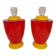 Paire de pieds de lampe rouge et jaune 80s