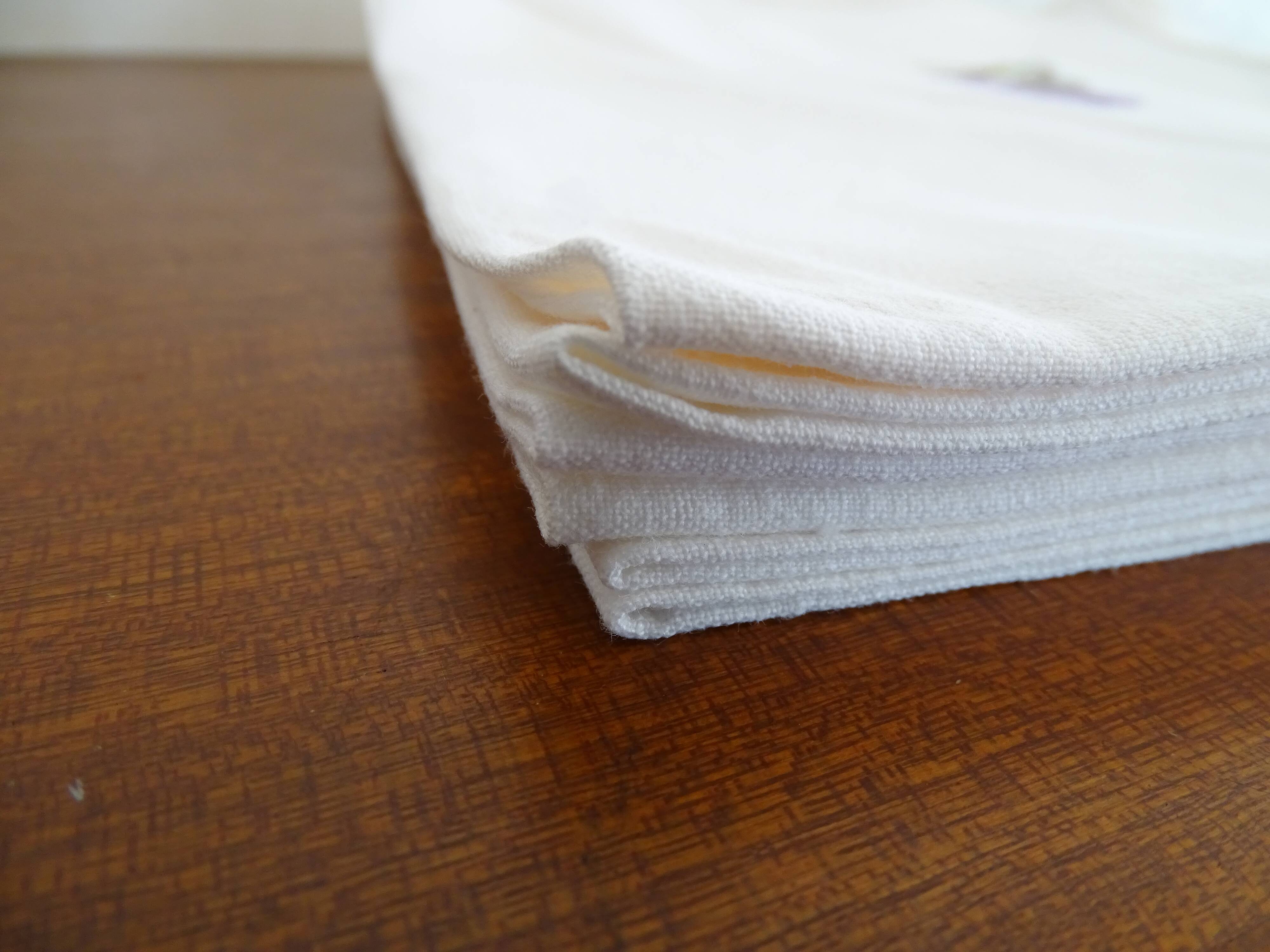 6 napkins embroidered old white cotton and flowers 43 x 43