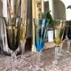 Series of 8 champagne flutes in Murano blown glass