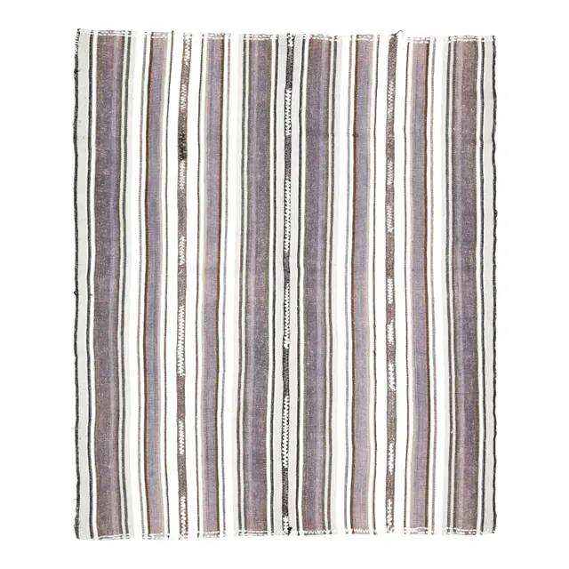 1970s Vintage Turkish Oushak Handmade Wool Cotton Purple Runner Rug 155x186