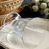 6 engraved wine glasses.