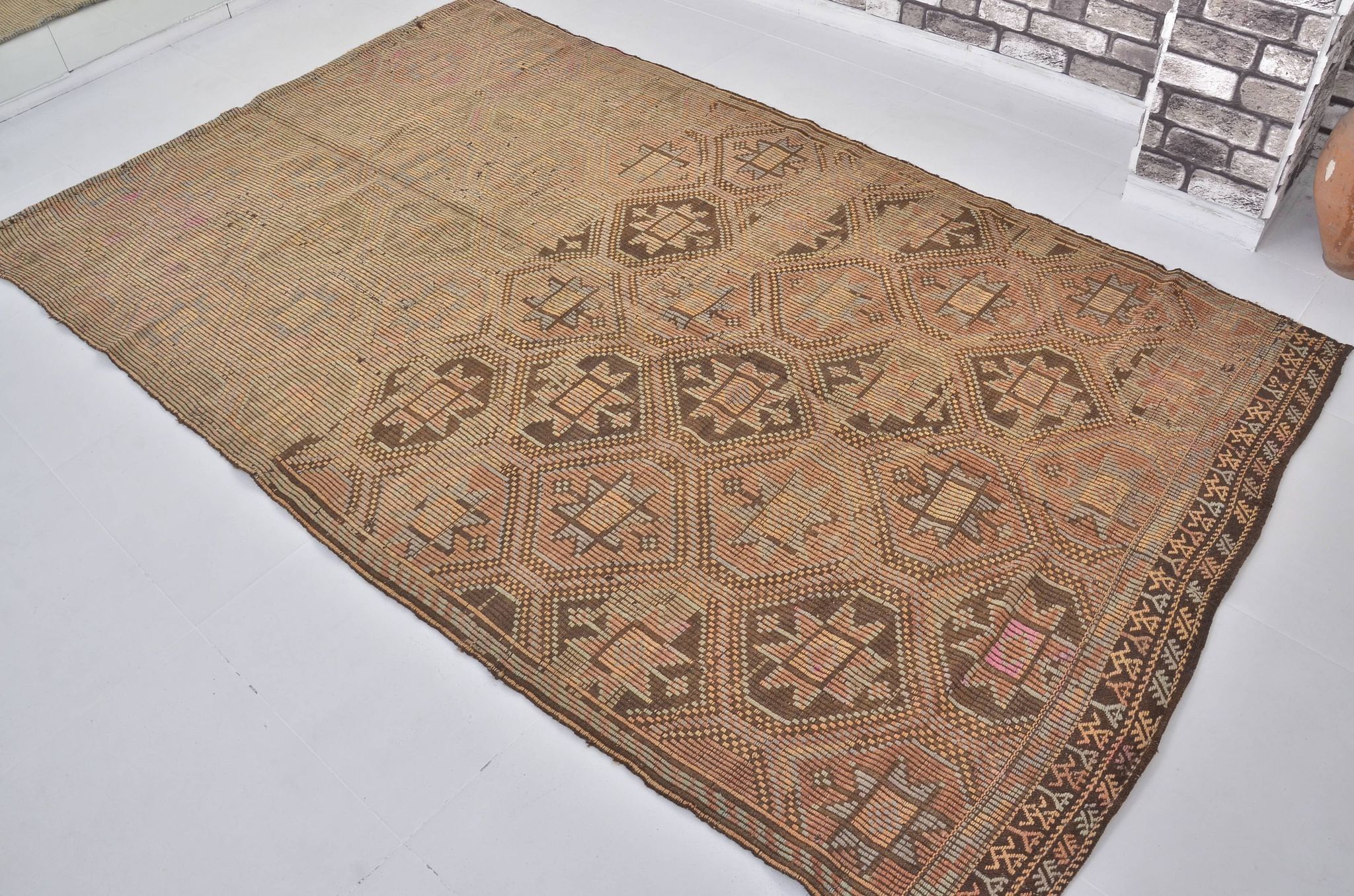 Tapis kilim anatolien vintage Oushak sku c27