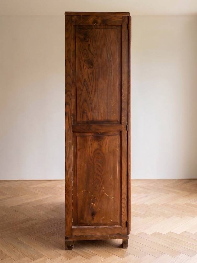 Large Art Deco wardrobe in carved solid oak
