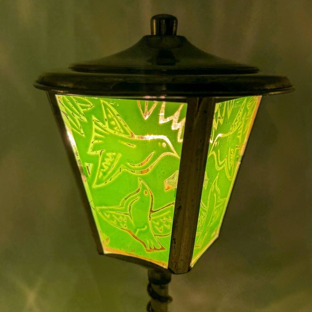 1950s brass and glass street lamp night light