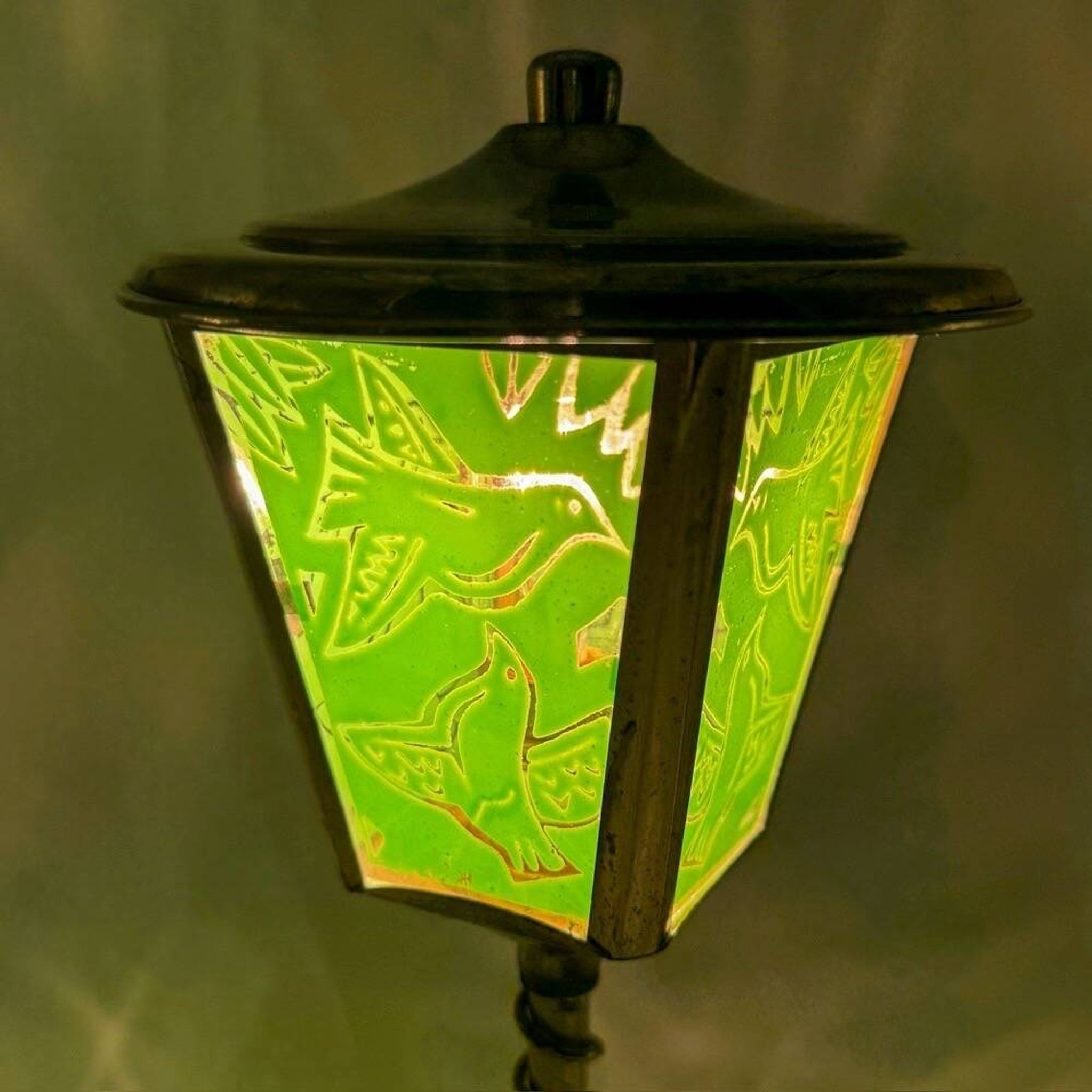 1950s brass and glass street lamp night light