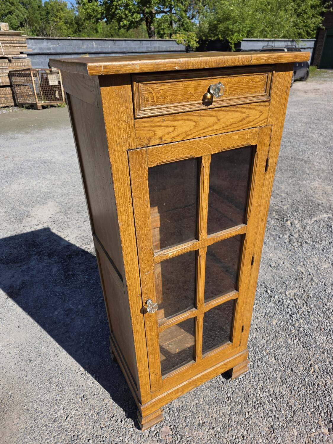Louis Philippe style antique buffet with glass doors