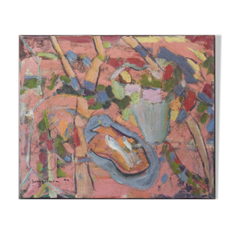 Fauve Still Life with Fish - Oil on Canvas