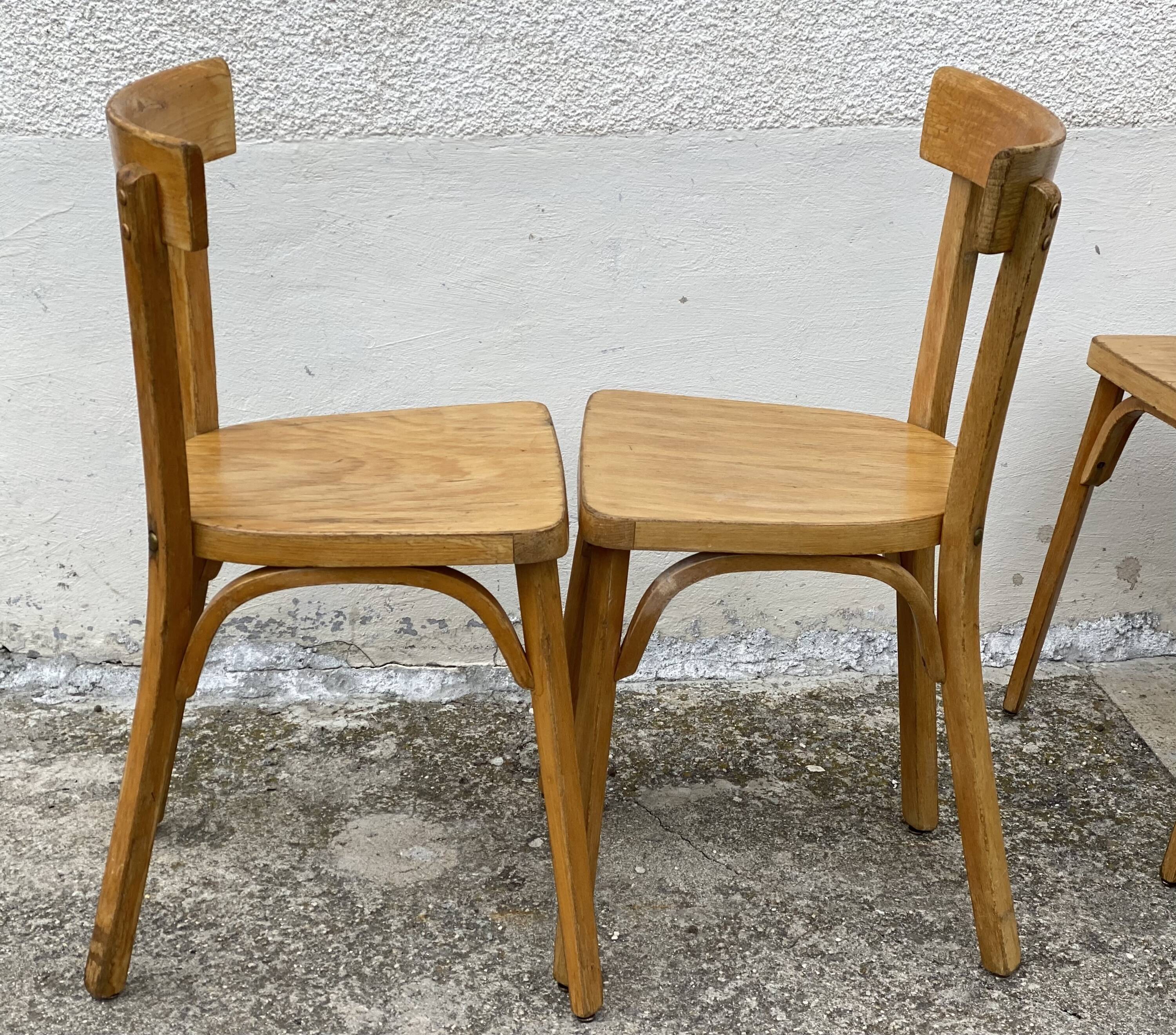 Série de 4 chaises bistrot BAUMANN vintage 1970