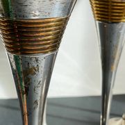 6 Flutes Champagne Laiton Argenté Vintage