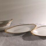 Gravy boat and dishes with gold decoration