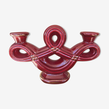 50's Red ceramic candleholder