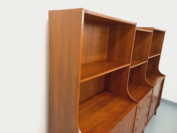 Meuble de rangement bibliothèque scandinave vintage 3 parties en teck