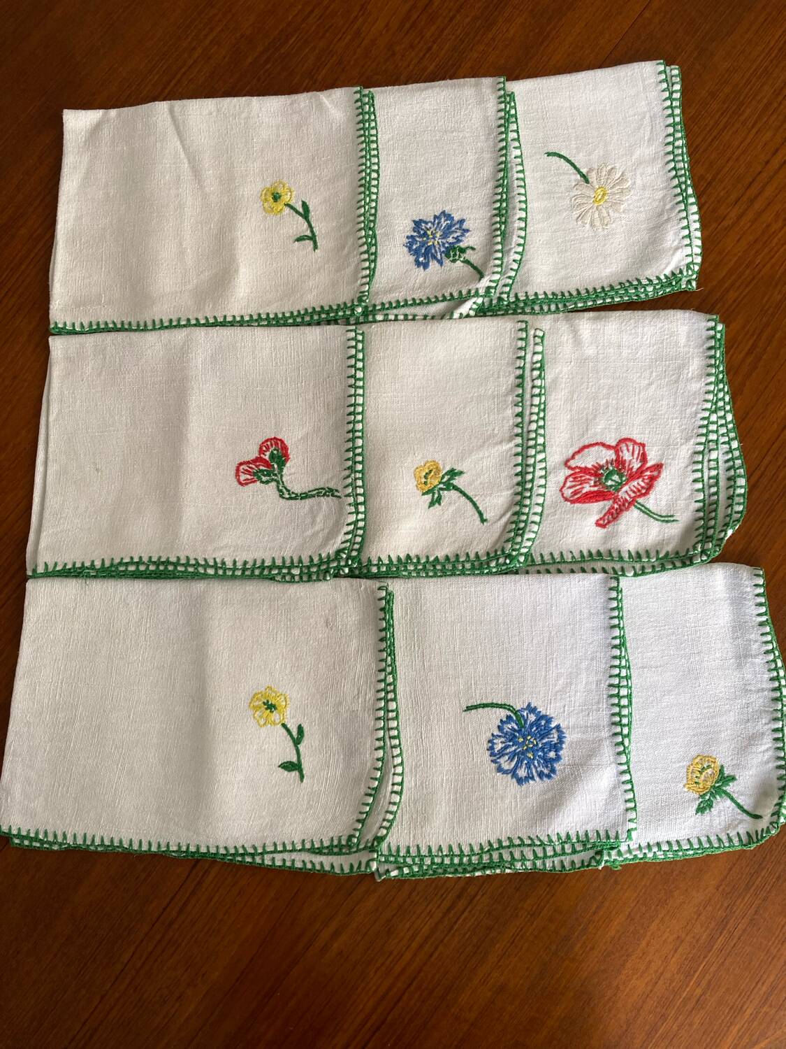 Sets de table lin brodé fleurs vintage