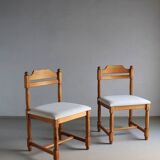 2 Carved solid pine chairs | Denmark | 1970s