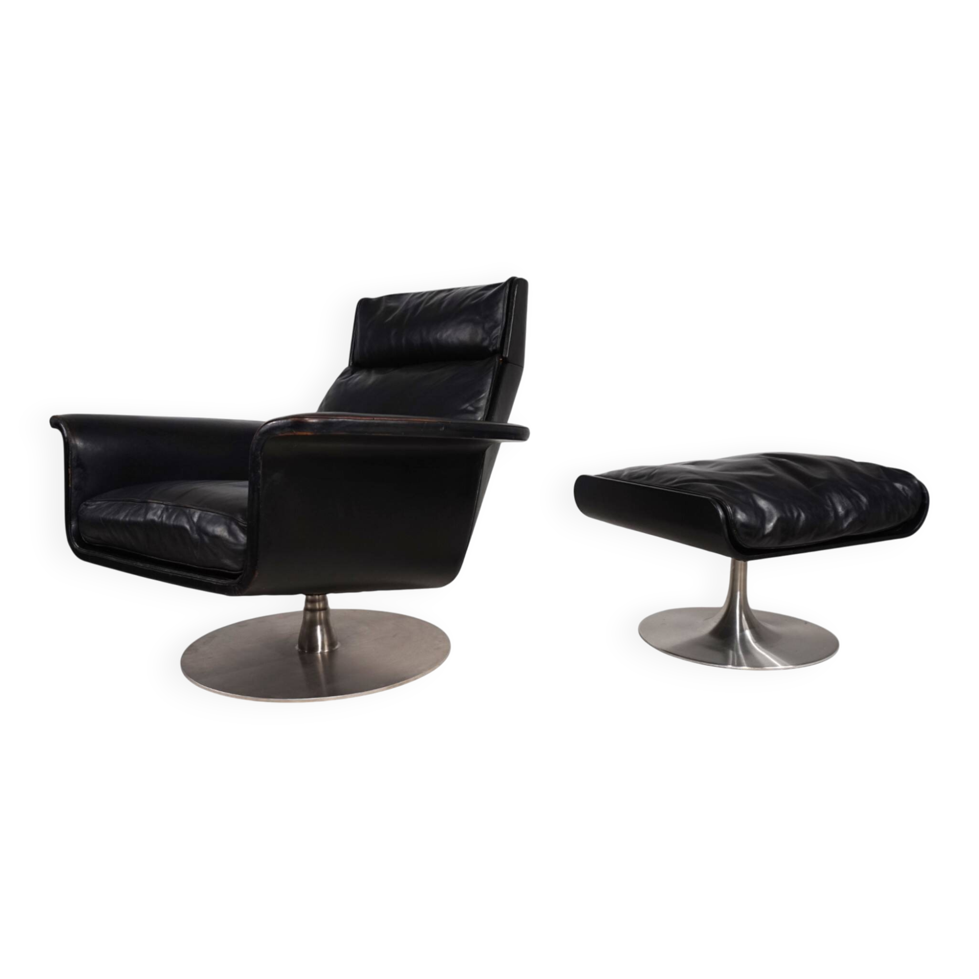 Kaufeld Siesta 62 leather lounge chair by Jacques Brule, 1960