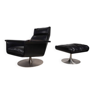 Kaufeld Siesta 62 leather lounge chair by Jacques Brule, 1960