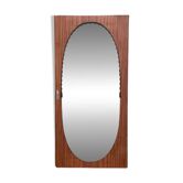 Beveled oval mirror on art deco door Mahogany 79x162