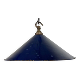 Industrial British Dark Blue Enamel Factory Pendant Lamp, 1950s