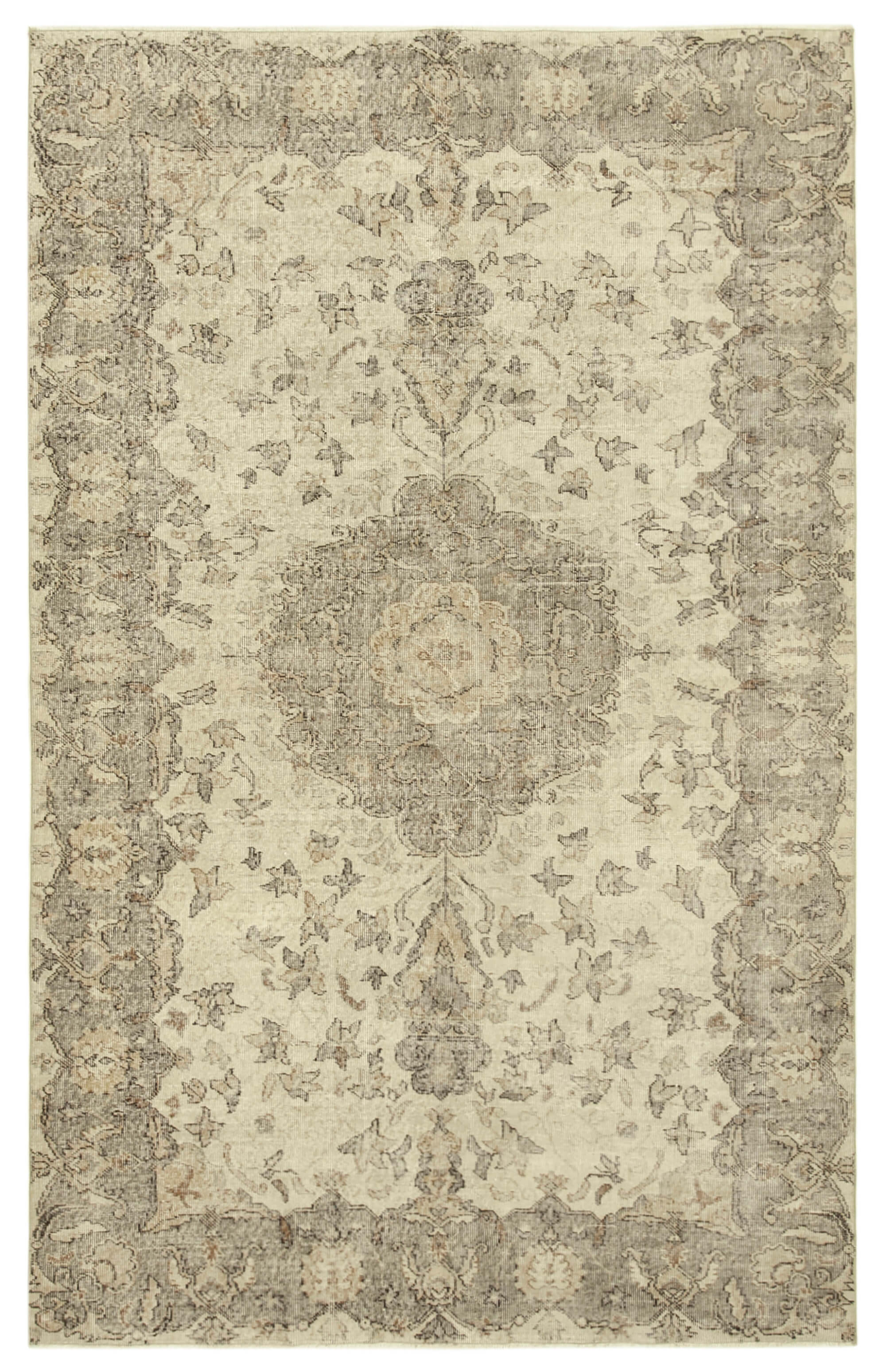 Handmade antique oriental beige rug 187 cm x 300 cm