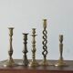 Vintage Brass Candlesticks, 1960s, Set of 5