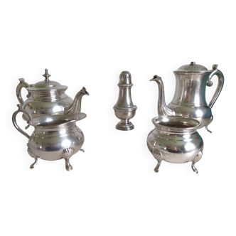 Teapot, coffee maker in silver metal