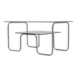 1980s 2-tier chrome coffee table