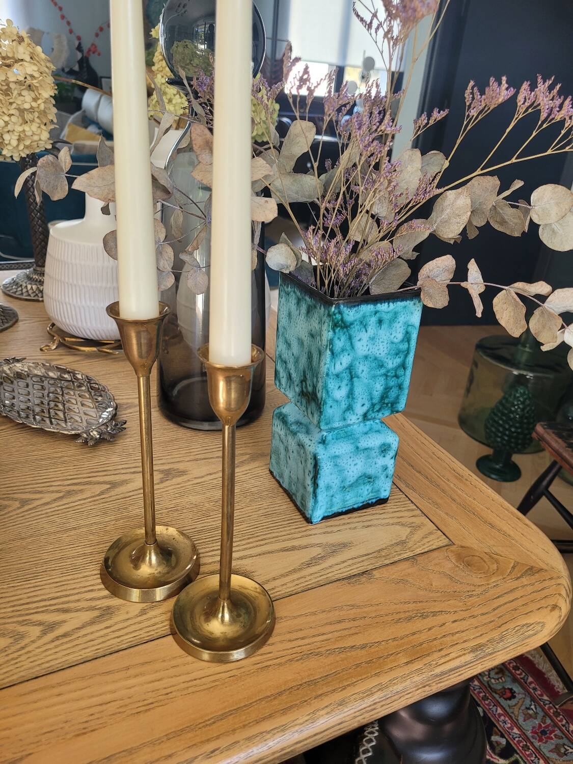 Pair of antique brass candlesticks