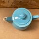 Antique Vintage Cracked Blue Ceramic Teapot