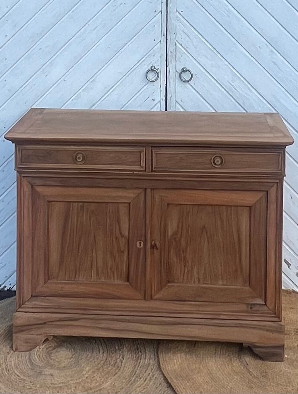 Renovated antique sideboard in raw solid walnut.