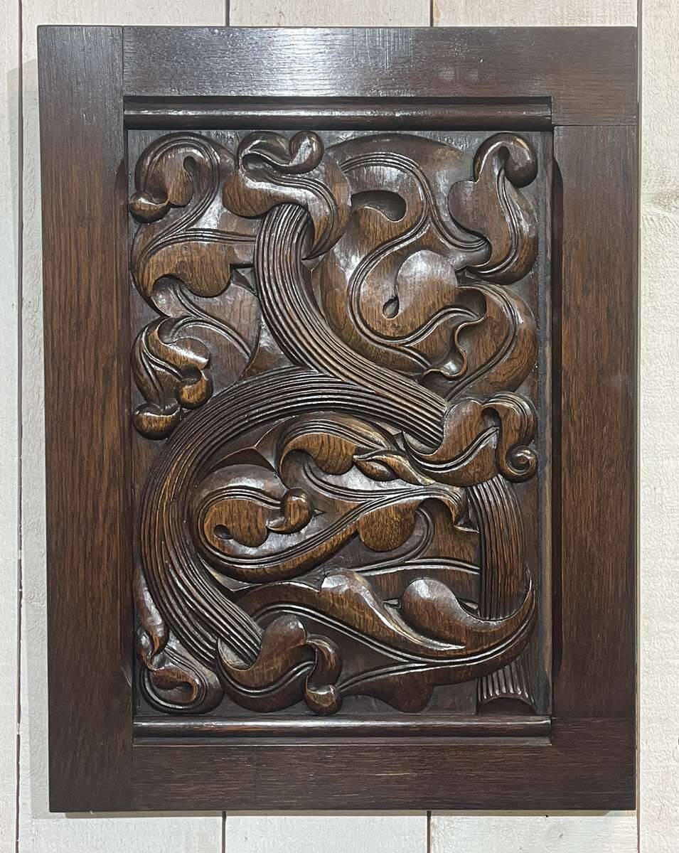 Pair of carved oak panels by Joseph Savina (1901-1983)
