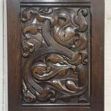 Pair of carved oak panels by Joseph Savina (1901-1983)