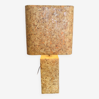 Large cork table lamp, Mid-Century