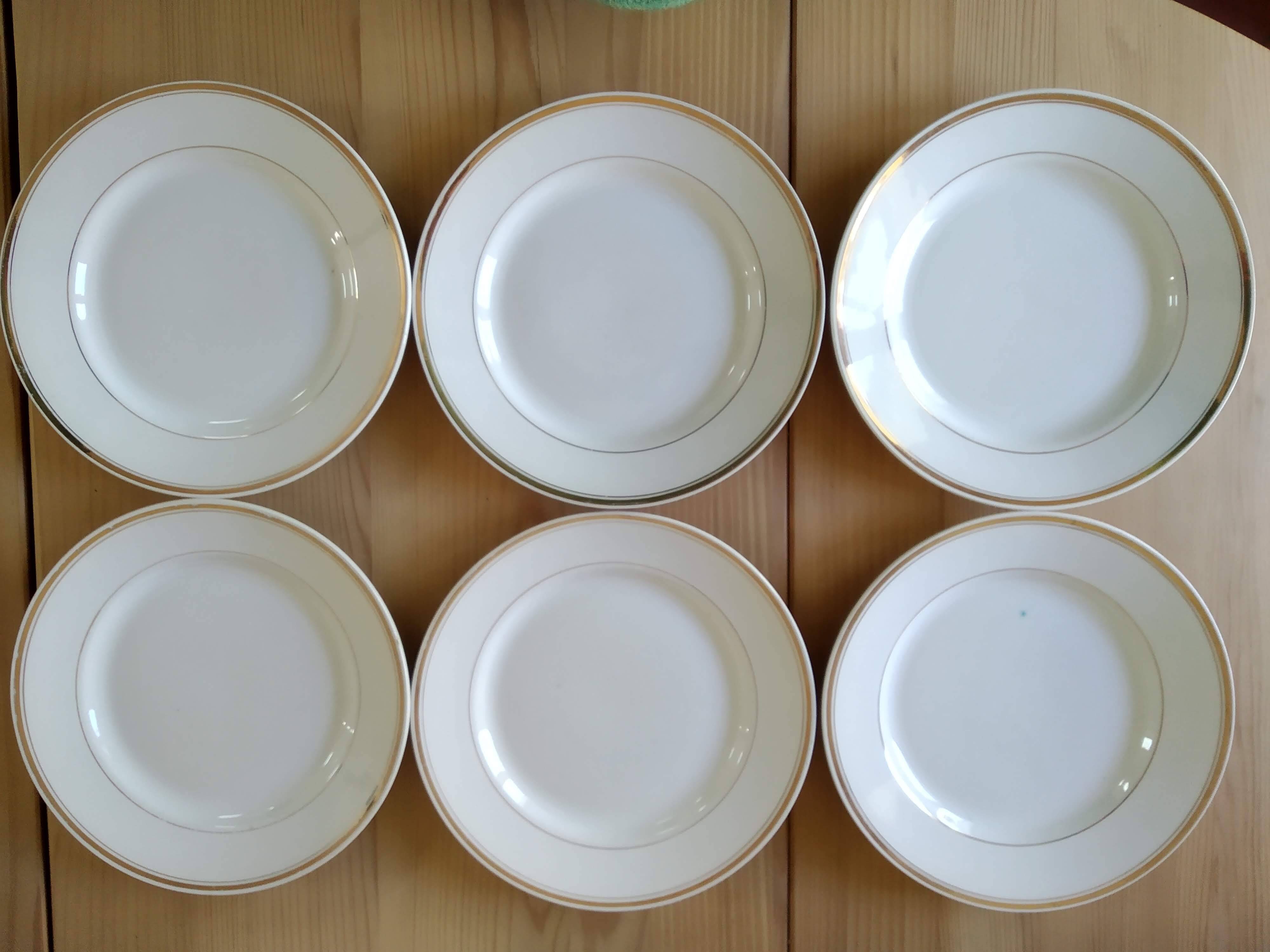 6 Assiettes plates liserés dorés Moulin des Loups Vintage