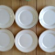 6 Vintage Moulin des Loups Gold-Edged Dinner Plates