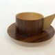 Vintage wooden cups and saucers in teak