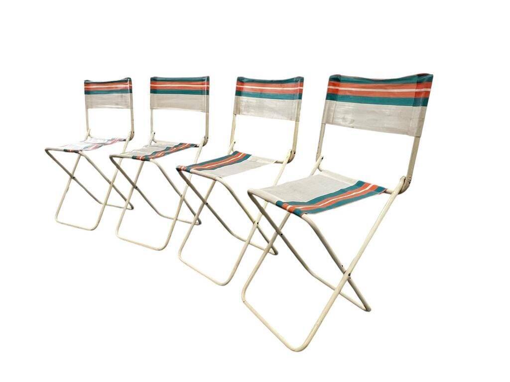 Vintage camping set in a suitcase: 4 chairs and a folding table