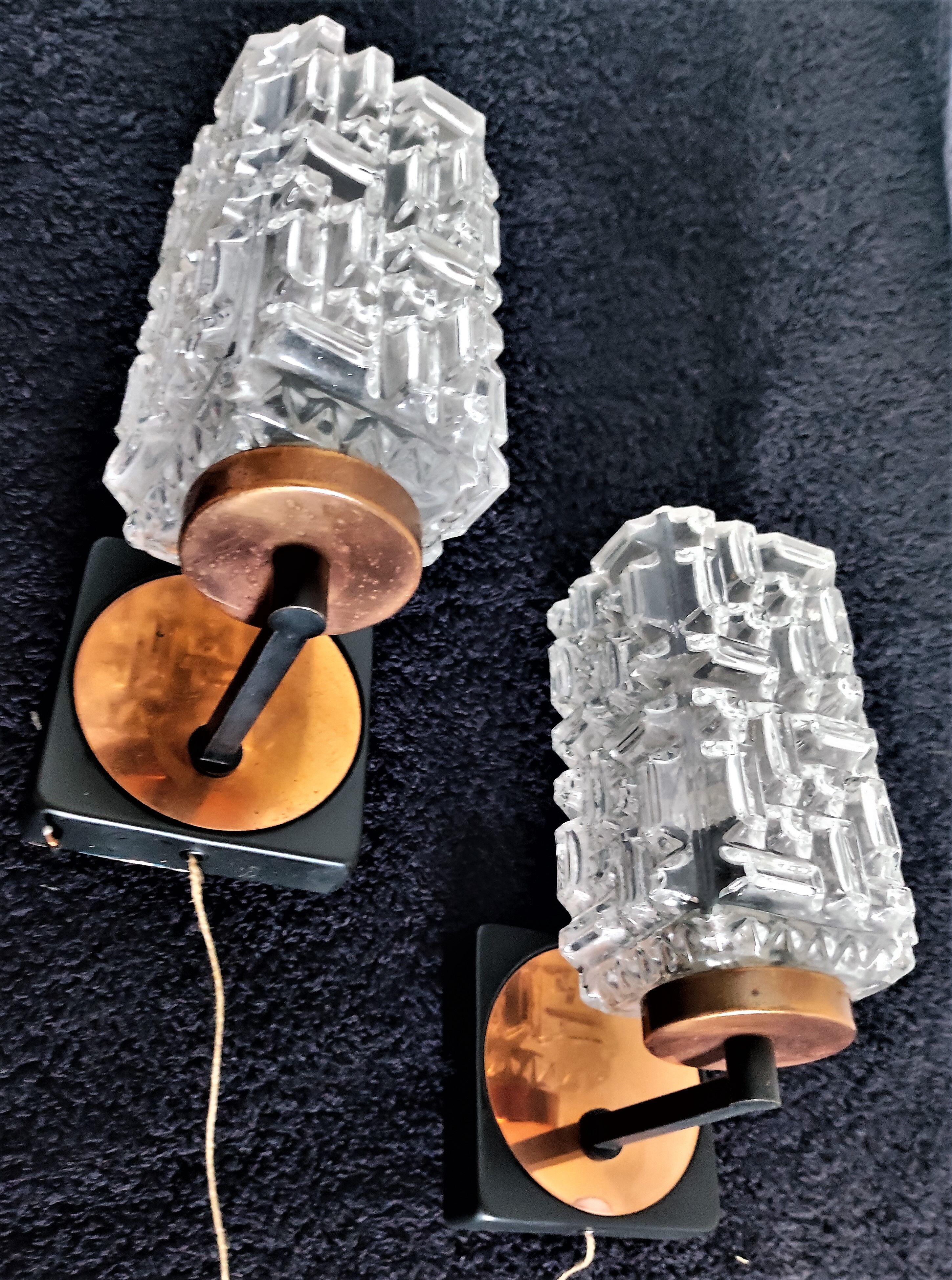 Paire d'appliques lampes vintage 50 60 style art déco