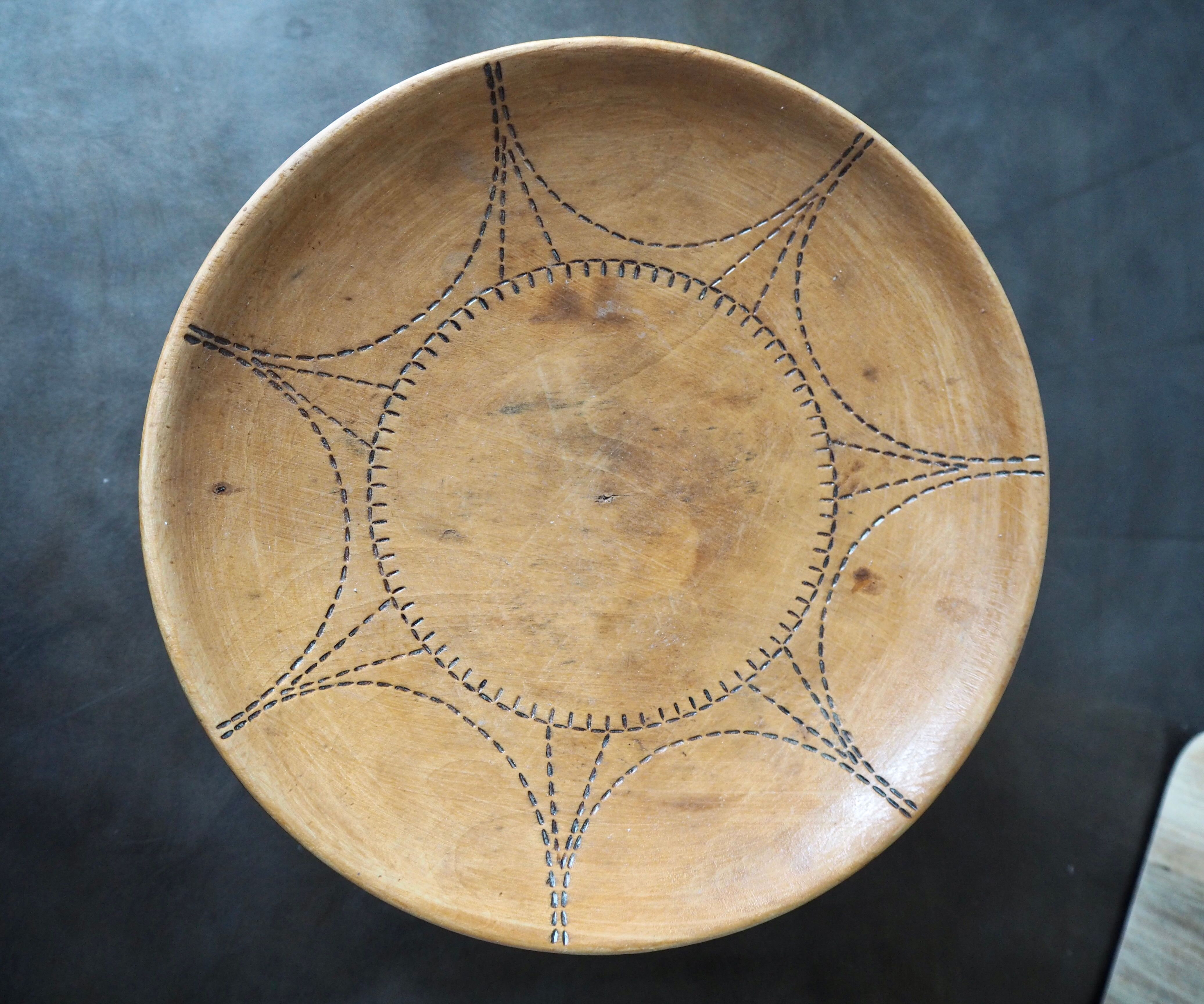 Wooden compotier folk art