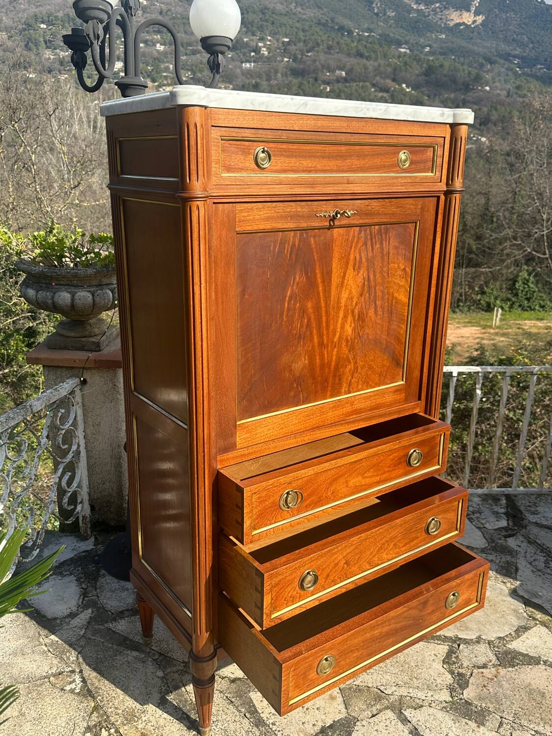 Small Louis XVI style mahogany secretary, 20th century