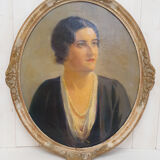 Oil portrait on canvas carved wooden frame